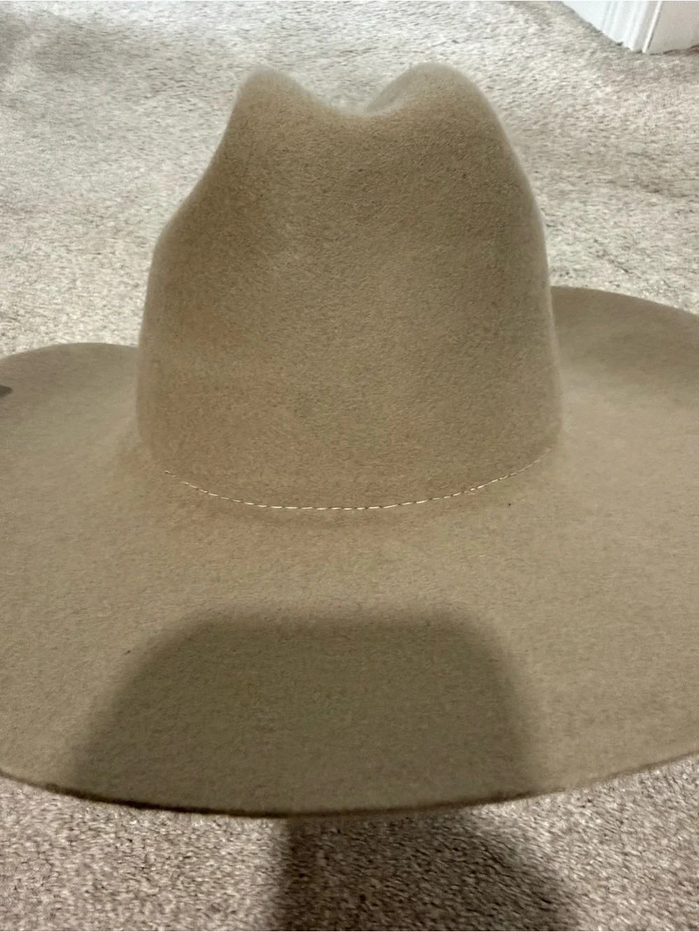 Wide Brim Felt Fedora Hat - Taupe